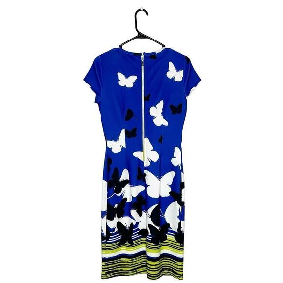 Joseph Ribkoff Butterfly Sheath Midi Dress Women's Blue Size 6 - Picture 2 of 6